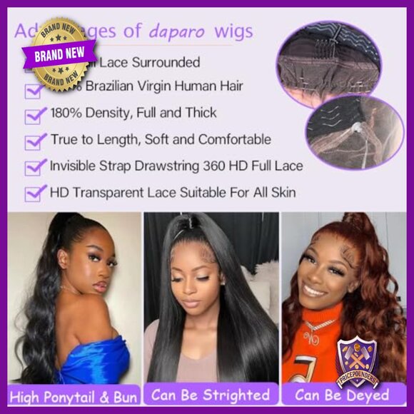 24 Inch Human Hair 360 Lace Front Wig Glueless Body Wave 180 Density main image 5